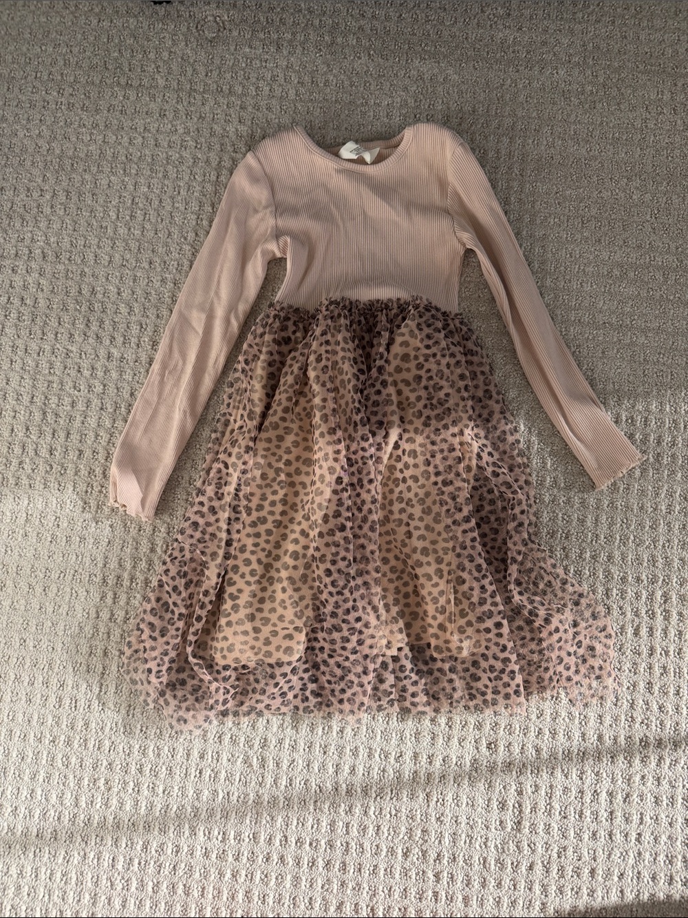 H&M Girls' Long-Sleeve Tulle Dress with Leopard Print Skirt 6x/7